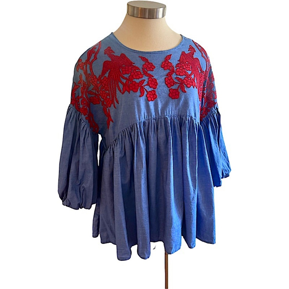 Anthropologie Hemant & Nandita Lianna Embroidered Boho Blouse